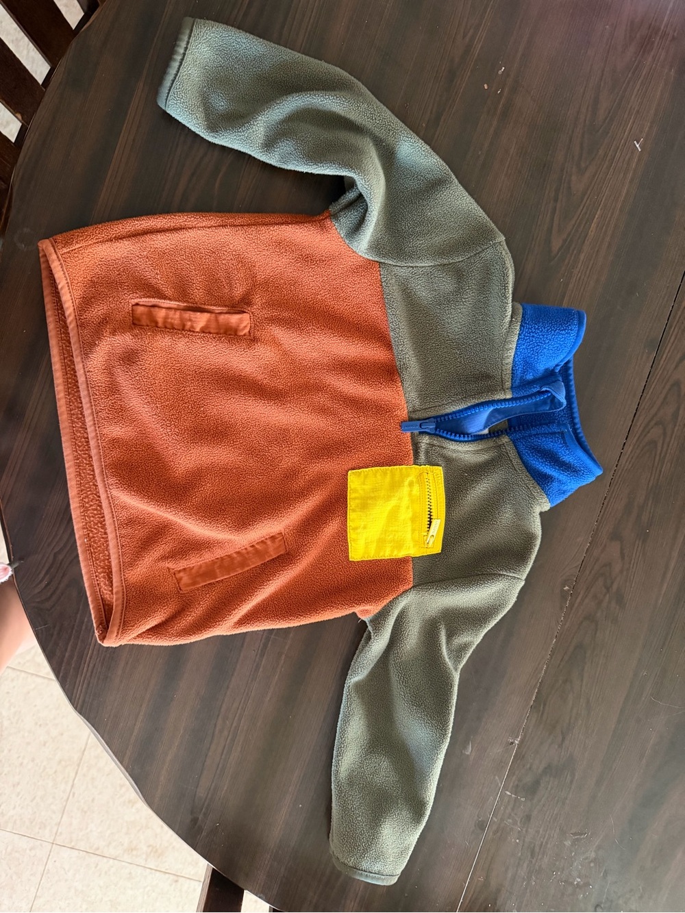 Old Navy Colorblock Zip Fleece in Olive, Rust, Blue & Yellow